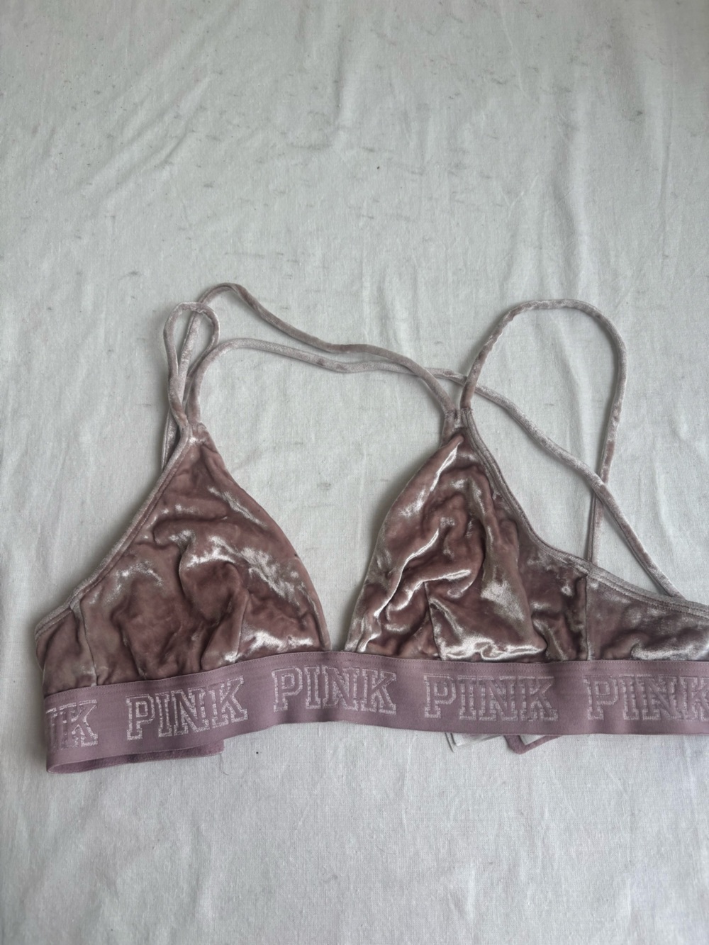 PINK Victoria's Secret Velvet Bralette in Dusty Rose